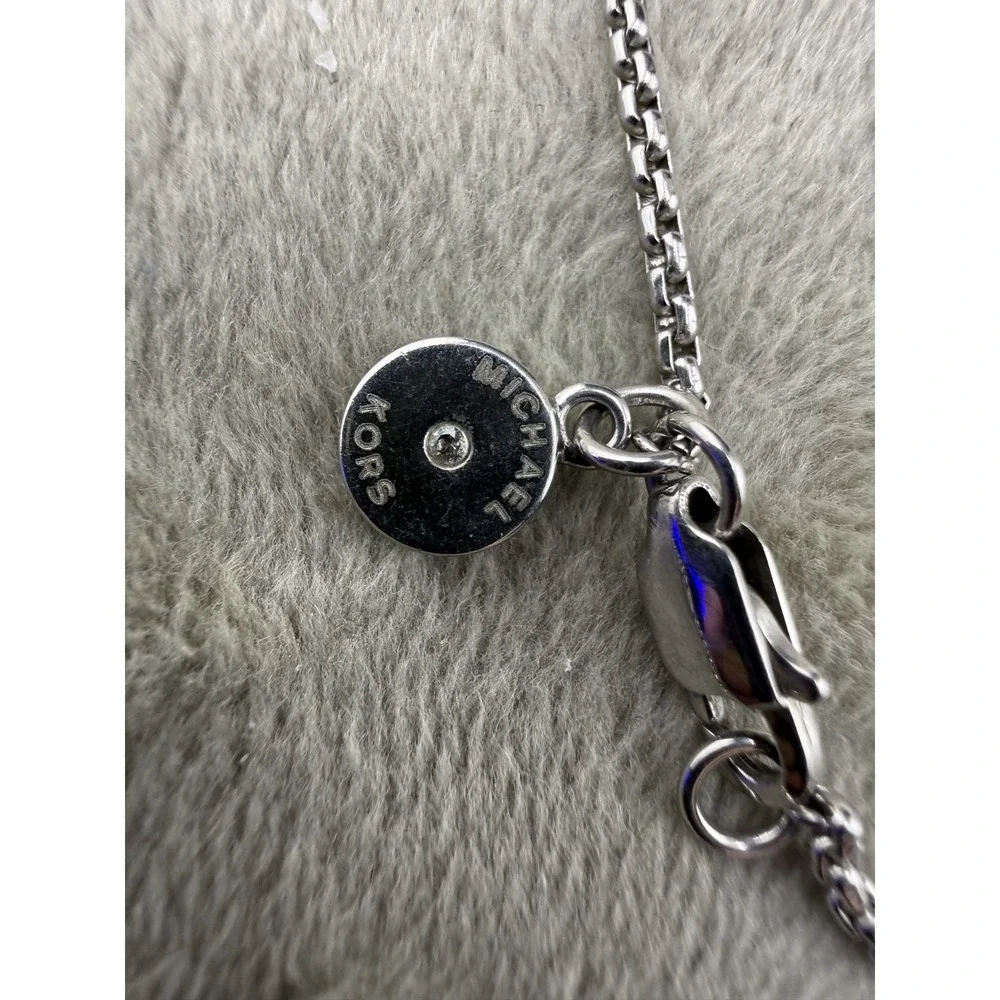 Michael Kors Necklace Silver Rhinestone Station Chain 34in READ